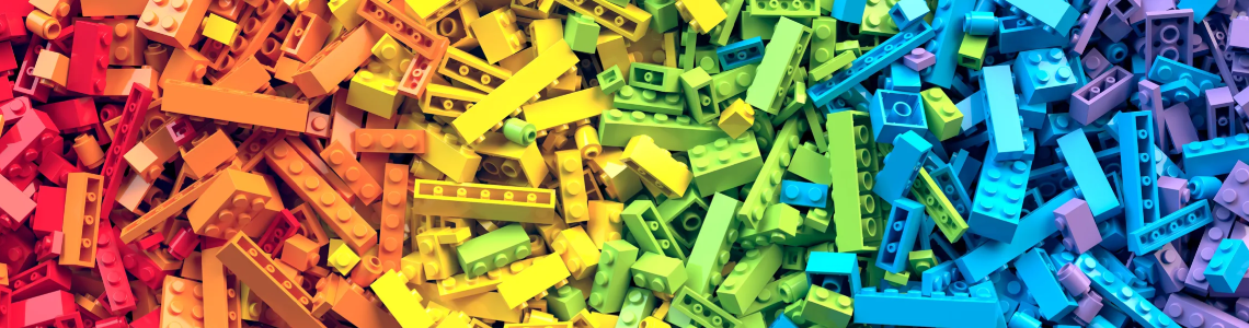 An assortment of coloured LEGO bricks